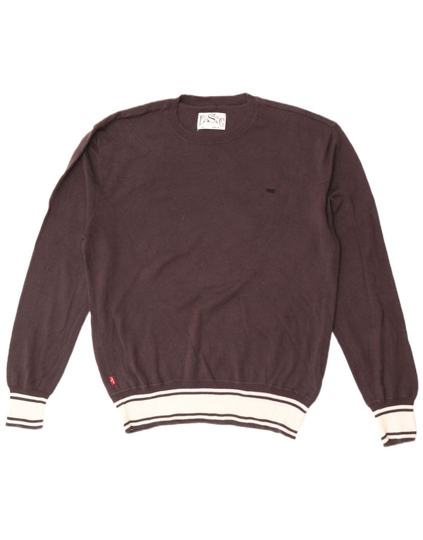 Suéter masculino Levi's com gola redonda XL de algodão marrom