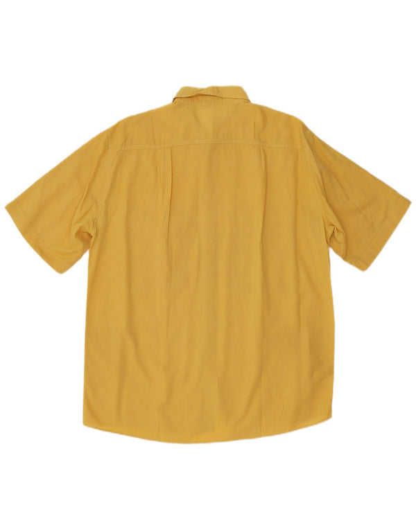 Vintage Mens Short Sleeve Shirt Size 42 Large Yellow Cotton