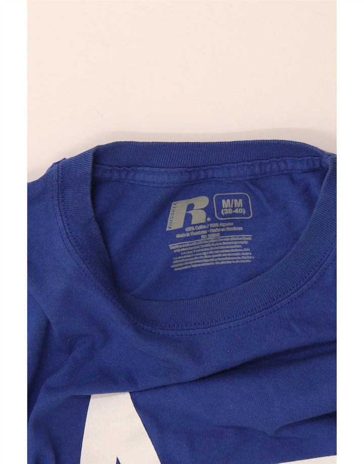 Russell Athletic Camiseta masculina gráfica Top médio algodão azul