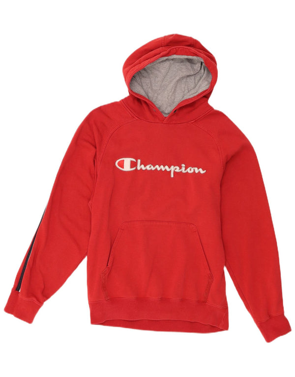 Jumper com capuz gráfico masculino Champion médio vermelho colorblock