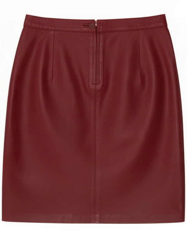 Private Womens Leather Skirt IT 48 XL W32 Burgundy