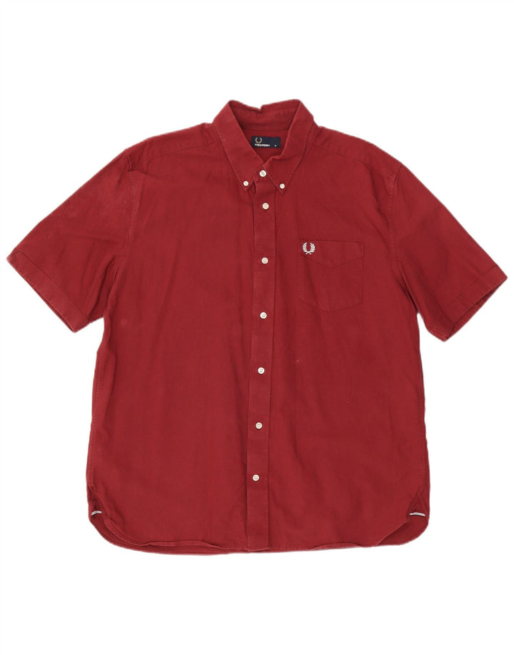 Camisa masculina de manga curta Fred Perry XL marrom algodão