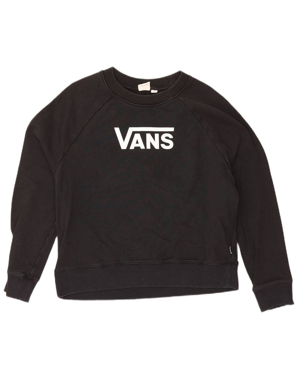 Vans feminino gráfico solto ajuste moletom jumper UK 6 XS algodão preto