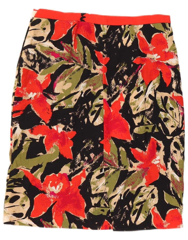 Saia lápis feminina vintage W28 médio preto floral