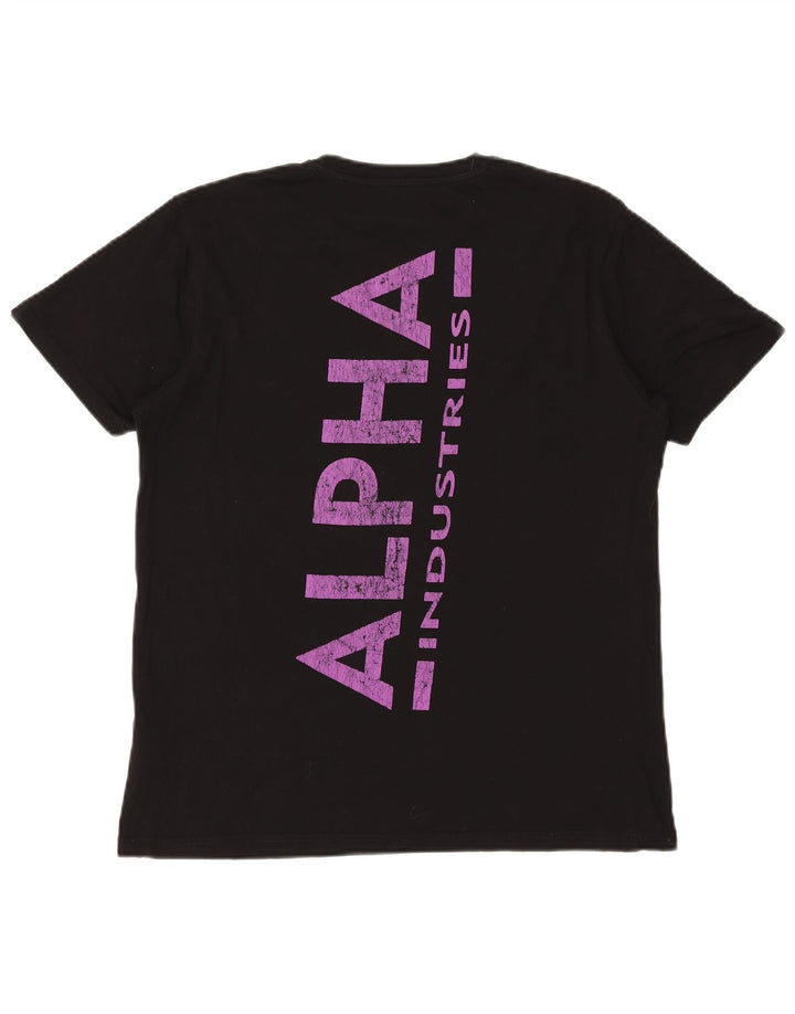Camiseta gráfica masculina Alpha Industries grande algodão preto