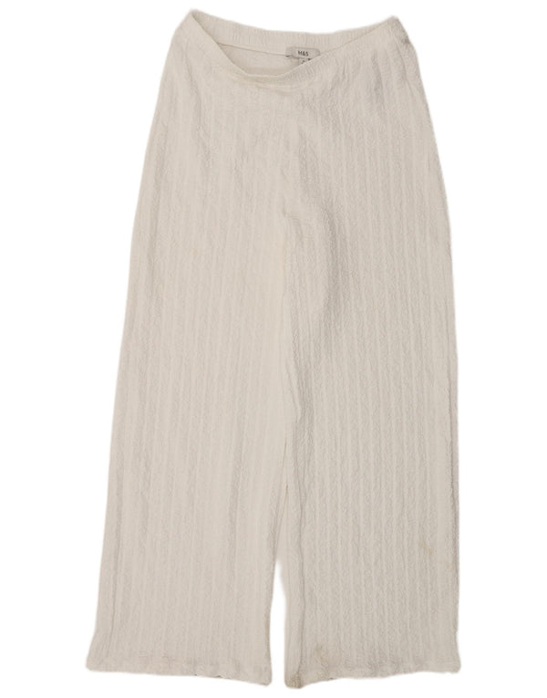 Calça casual feminina de perna larga Marks & Spencer Reino Unido 12 médio W30 L32 branca
