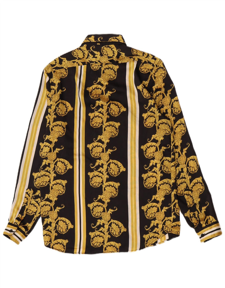 Camisa masculina Zara Regular Fit pequena preta Paisley