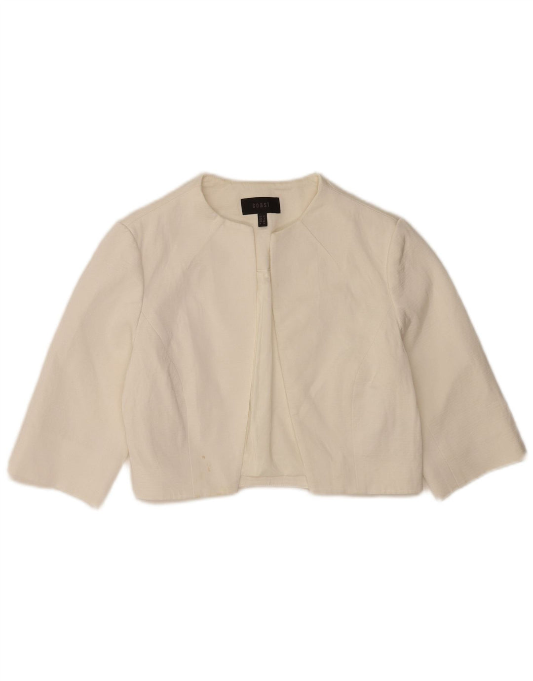 Jaqueta Bolero Feminina Coast Manga 3/4 Aberta Reino Unido 12 Viscose Branca Média