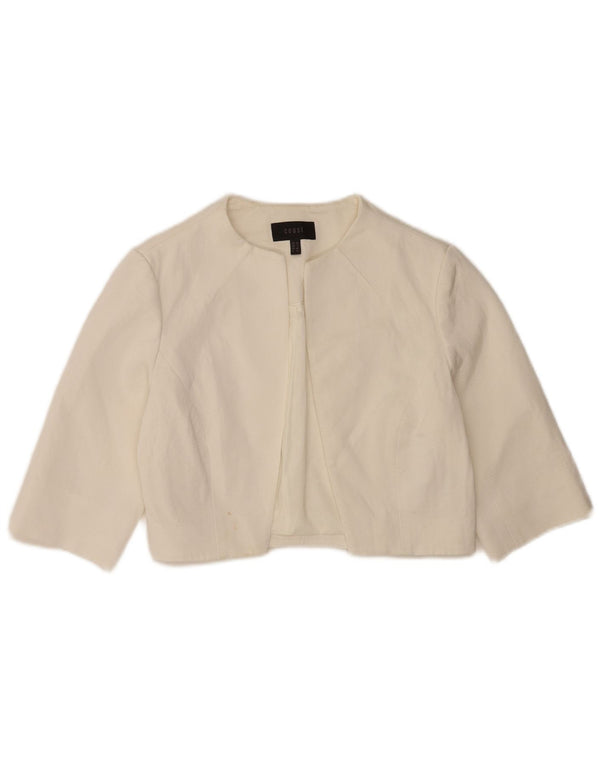 Jaqueta Bolero Feminina Coast Manga 3/4 Aberta Reino Unido 12 Viscose Branca Média