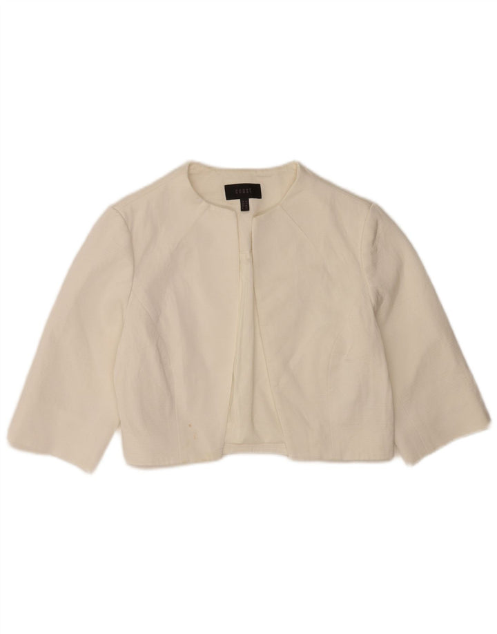 Jaqueta Bolero Feminina Coast Manga 3/4 Aberta Reino Unido 12 Viscose Branca Média