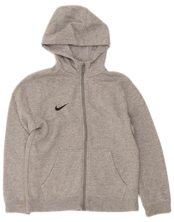 Suéter Nike Boys Zip com capuz 10-11 anos cinza médio algodão manchado