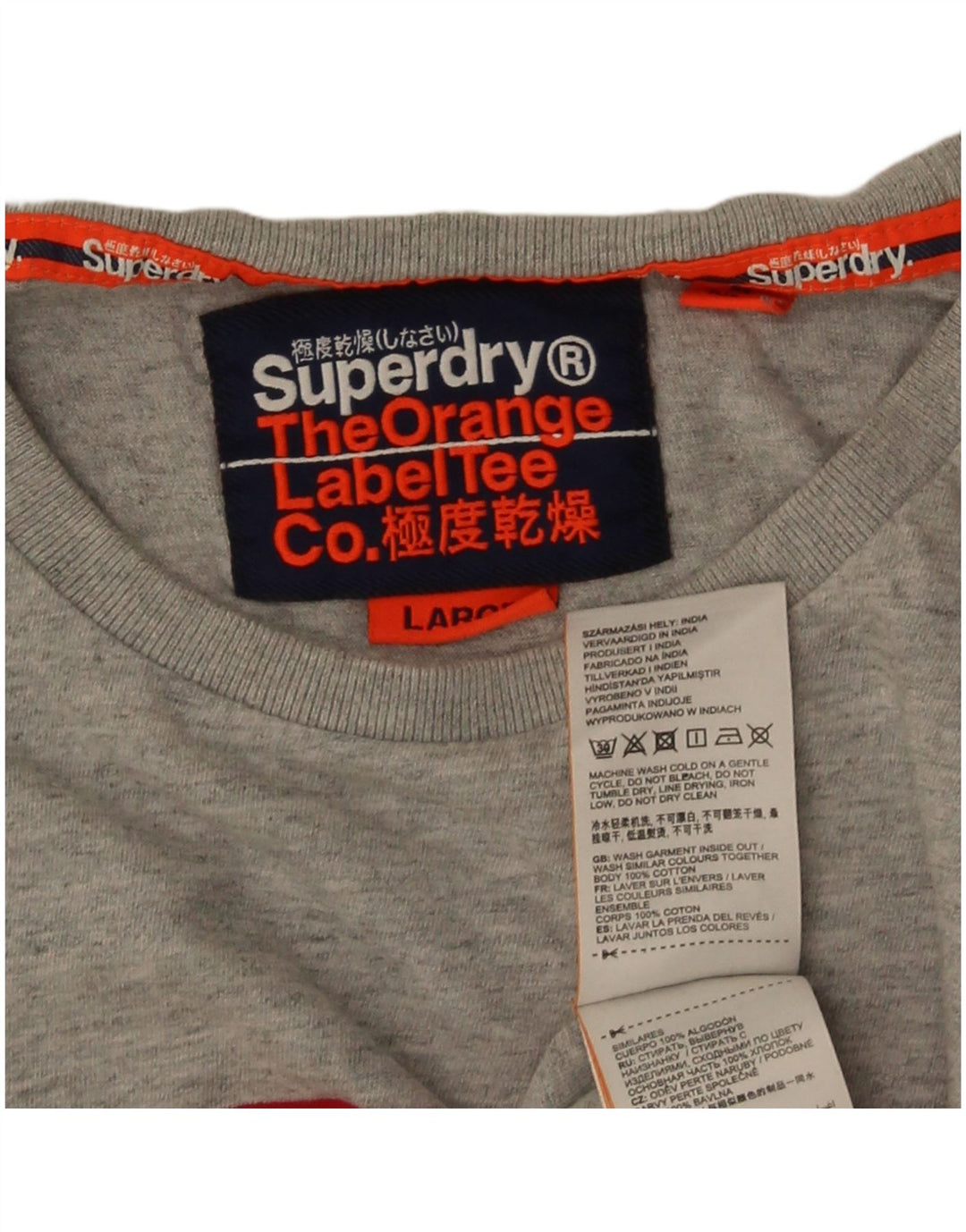 Camiseta masculina Superdry Top grande algodão colorblock cinza