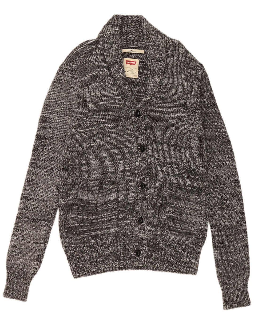Suéter cardigã masculino Levi's Slim Fit pequeno cinza manchado de viscose