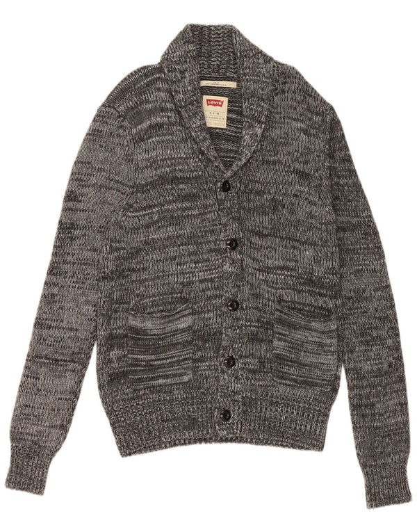 Suéter cardigã masculino Levi's Slim Fit pequeno cinza manchado de viscose