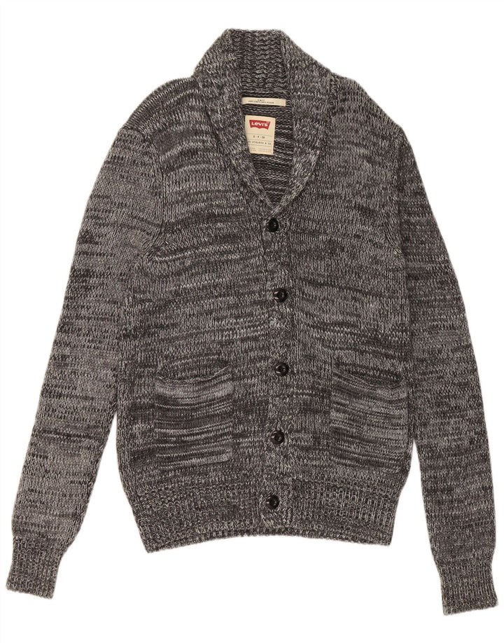 Suéter cardigã masculino Levi's Slim Fit pequeno cinza manchado de viscose