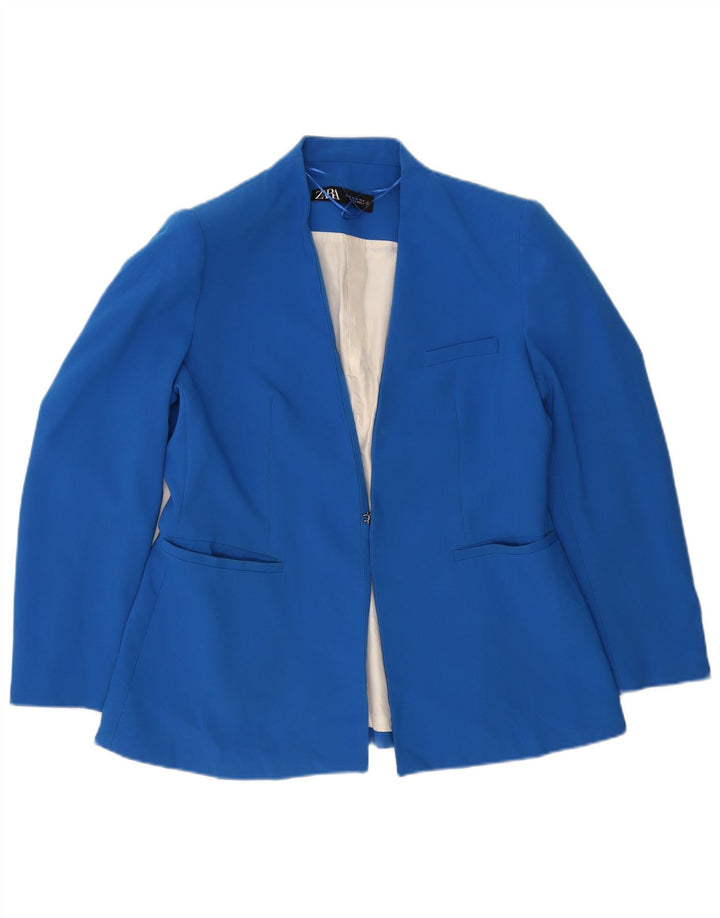 Jaqueta blazer feminina ZARA UK 18 XL azul poliéster