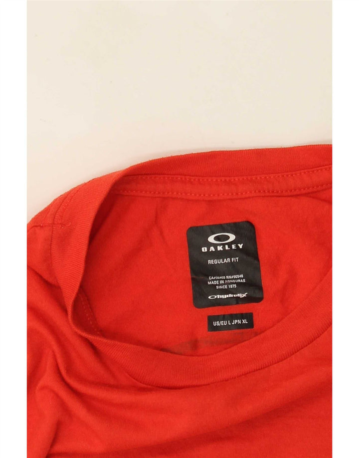 Camiseta masculina Oakley Regular Fit gráfica grande vermelha