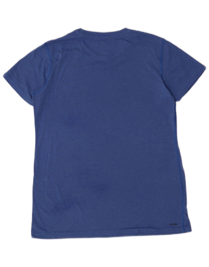 Camiseta feminina Adidas UK 12 poliéster manchado azul médio