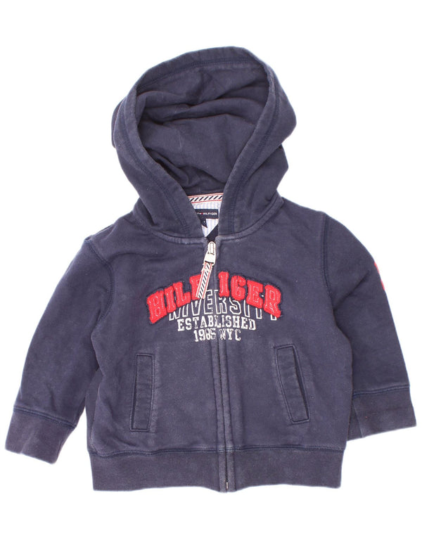 Suéter Tommy Hilfiger Baby Boys com capuz e zíper gráfico 9-12 meses azul marinho
