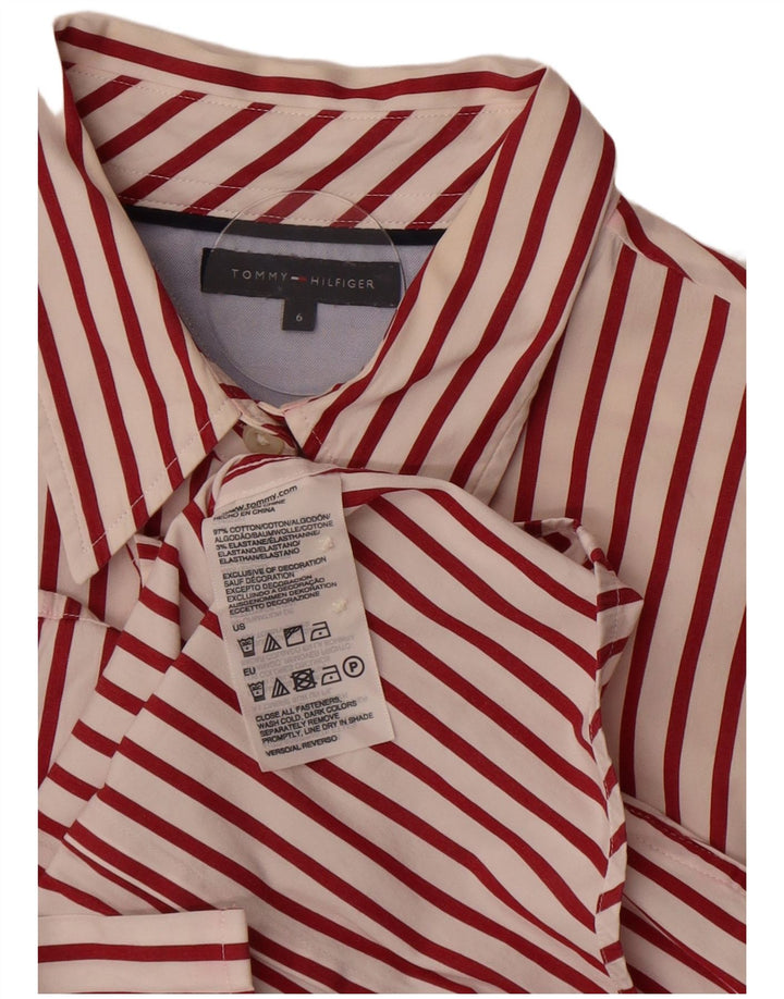 Camisa feminina Tommy Hilfiger EUA 6 algodão listrado vermelho médio