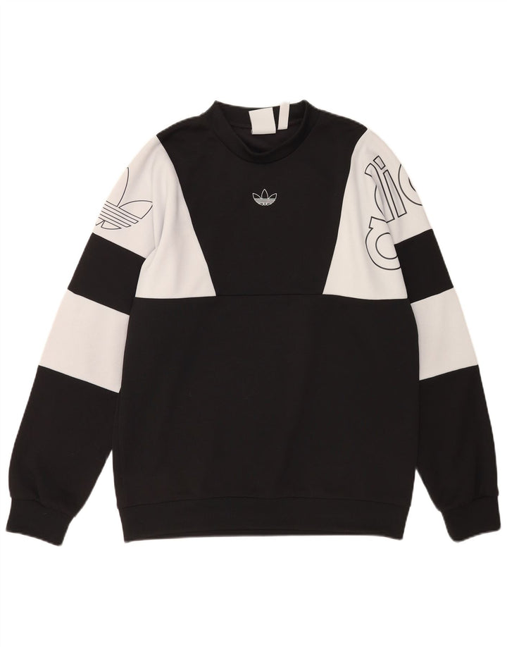 Adidas masculino gráfico moletom jumper médio preto colorblock poliéster