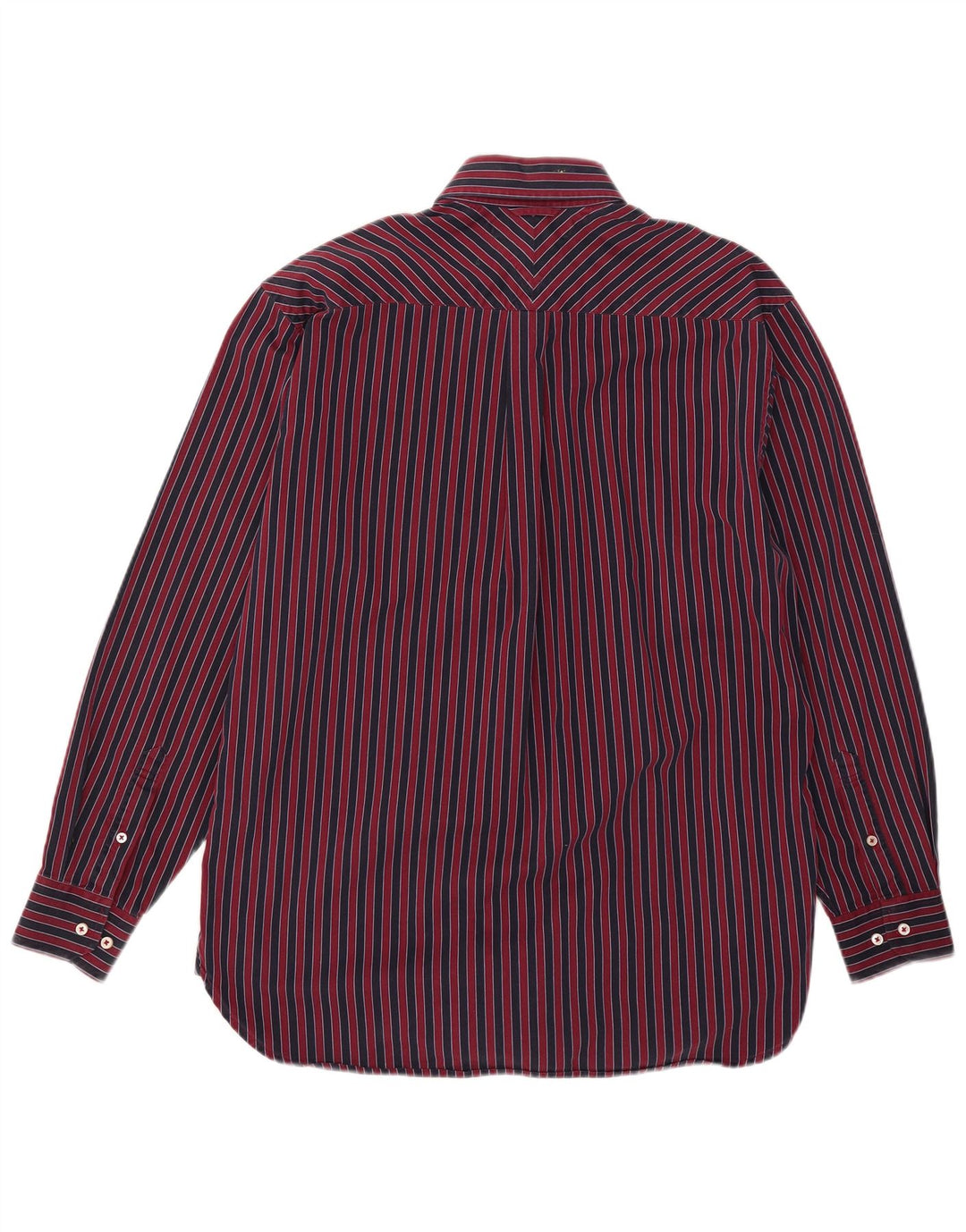 Camisa masculina Tommy Hilfiger pequena listrada vermelha de algodão