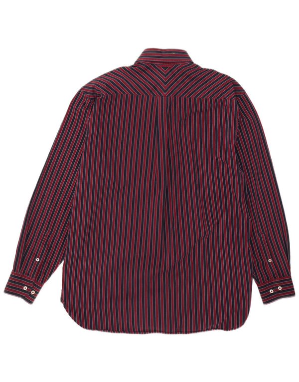 Camisa masculina Tommy Hilfiger pequena listrada vermelha de algodão
