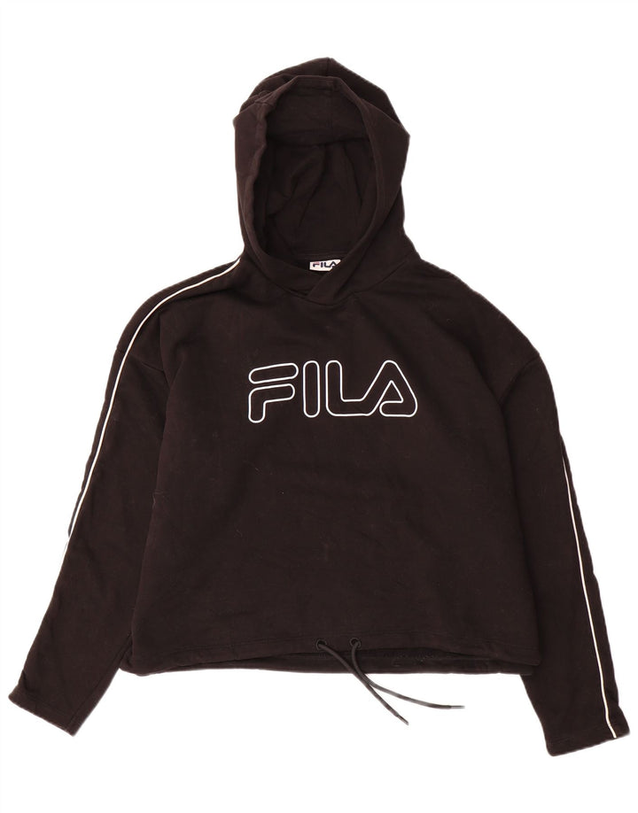 Pulôver feminino com capuz gráfico oversized FILA Reino Unido 14 algodão preto médio