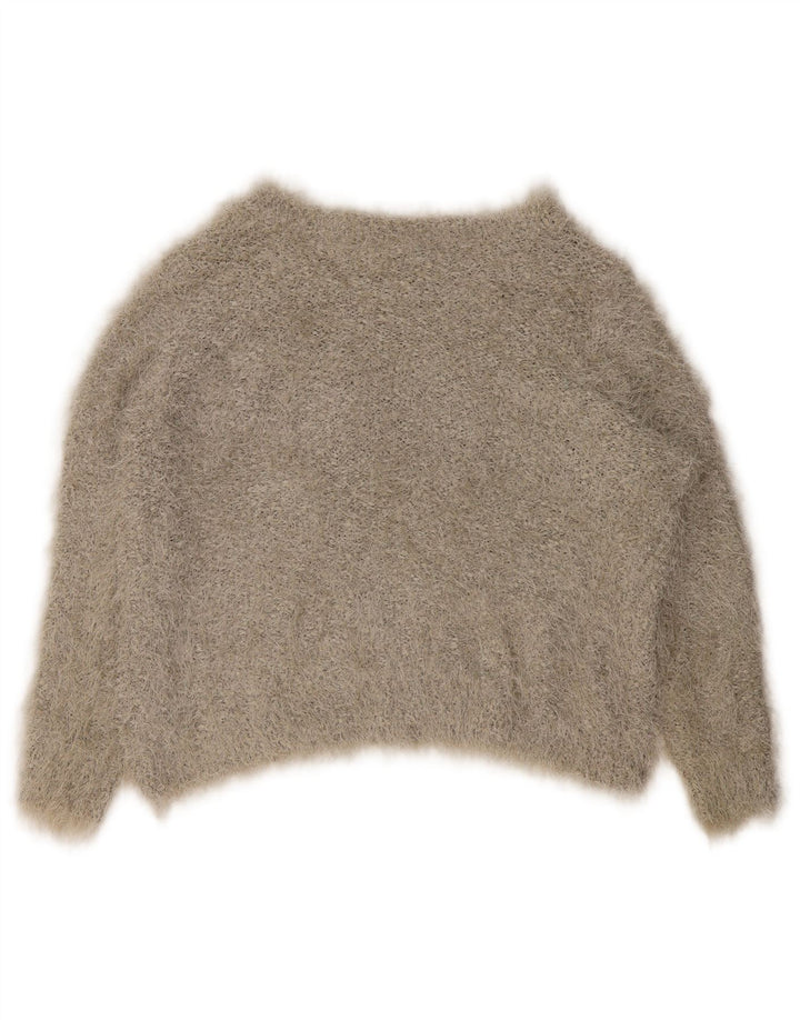 Suéter feminino Marks & Spencer com gola canoa Reino Unido 16 grande poliéster cinza