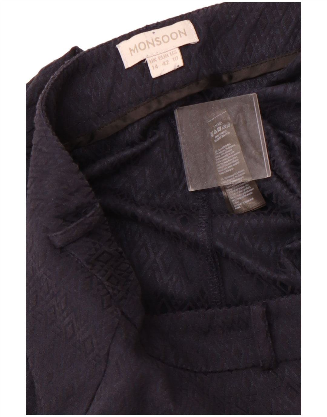 Calça casual feminina MONSOON Reino Unido 14 grande W34 L29 azul marinho