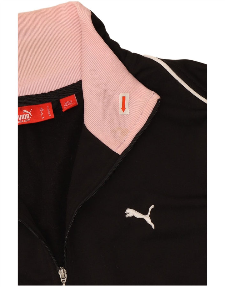 Puma Womens Crop Tracksuit Top Jacket UK 10 Small Black Colourblock