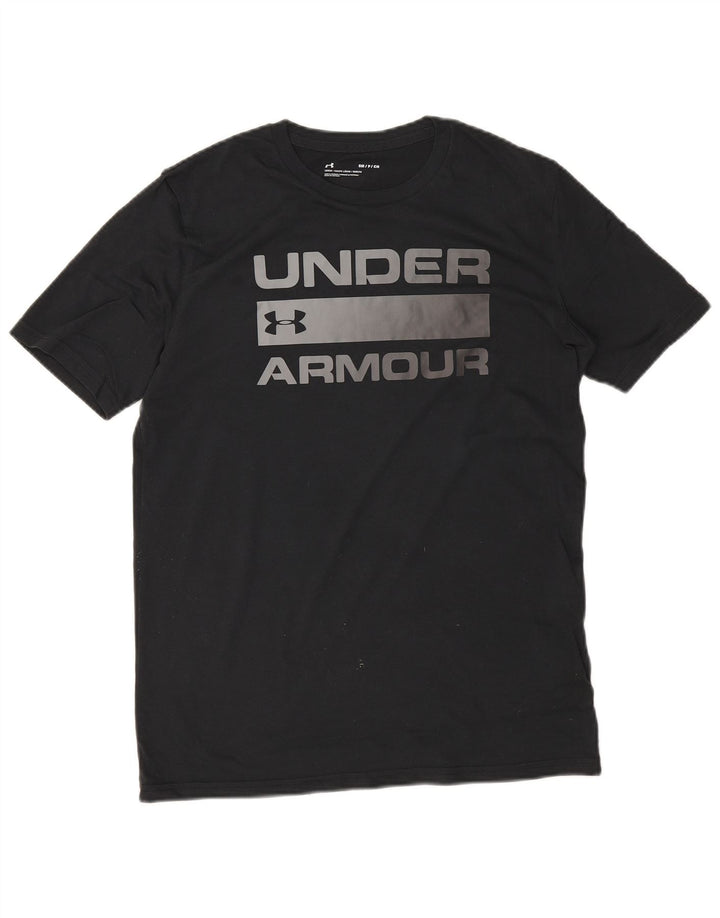 Under Armour Camiseta masculina gráfica top pequeno algodão preto