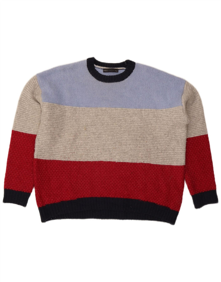 Suéter feminino Marks & Spencer com gola redonda Reino Unido 16 grande multicolorido