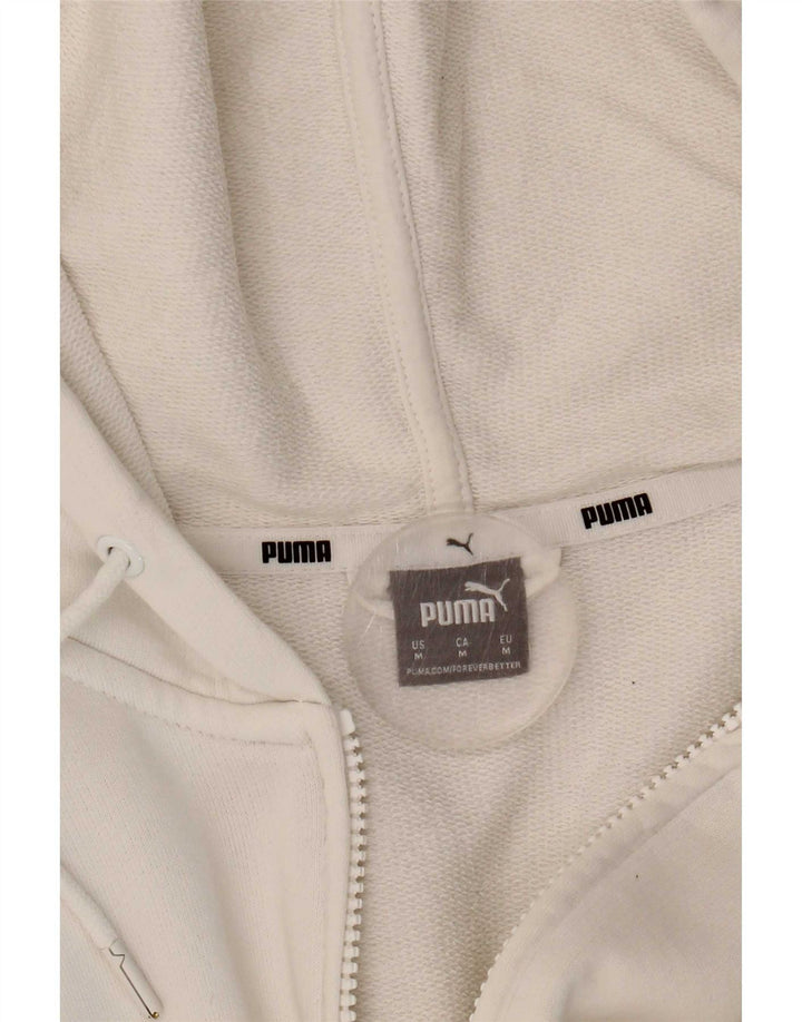 Suéter Puma Feminino Crop Zip Hoodie UK 14 Médio Branco