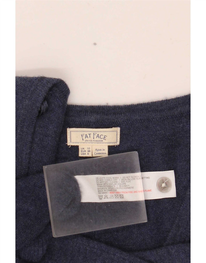 Suéter Cardigan Feminino Fat Face Reino Unido 10 Lã Azul Marinho Pequeno