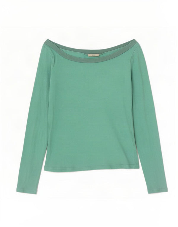 Marks & Spencer Top feminino de manga comprida sem ombro Reino Unido 14 verde médio