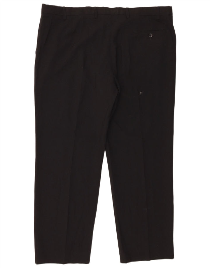 Calça masculina reta regular Marks & Spencer W42 L29 poliéster preto