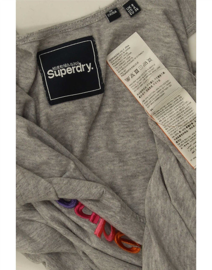 Superdry Womens Graphic Vest Top UK 8 Pequeno Algodão Cinza