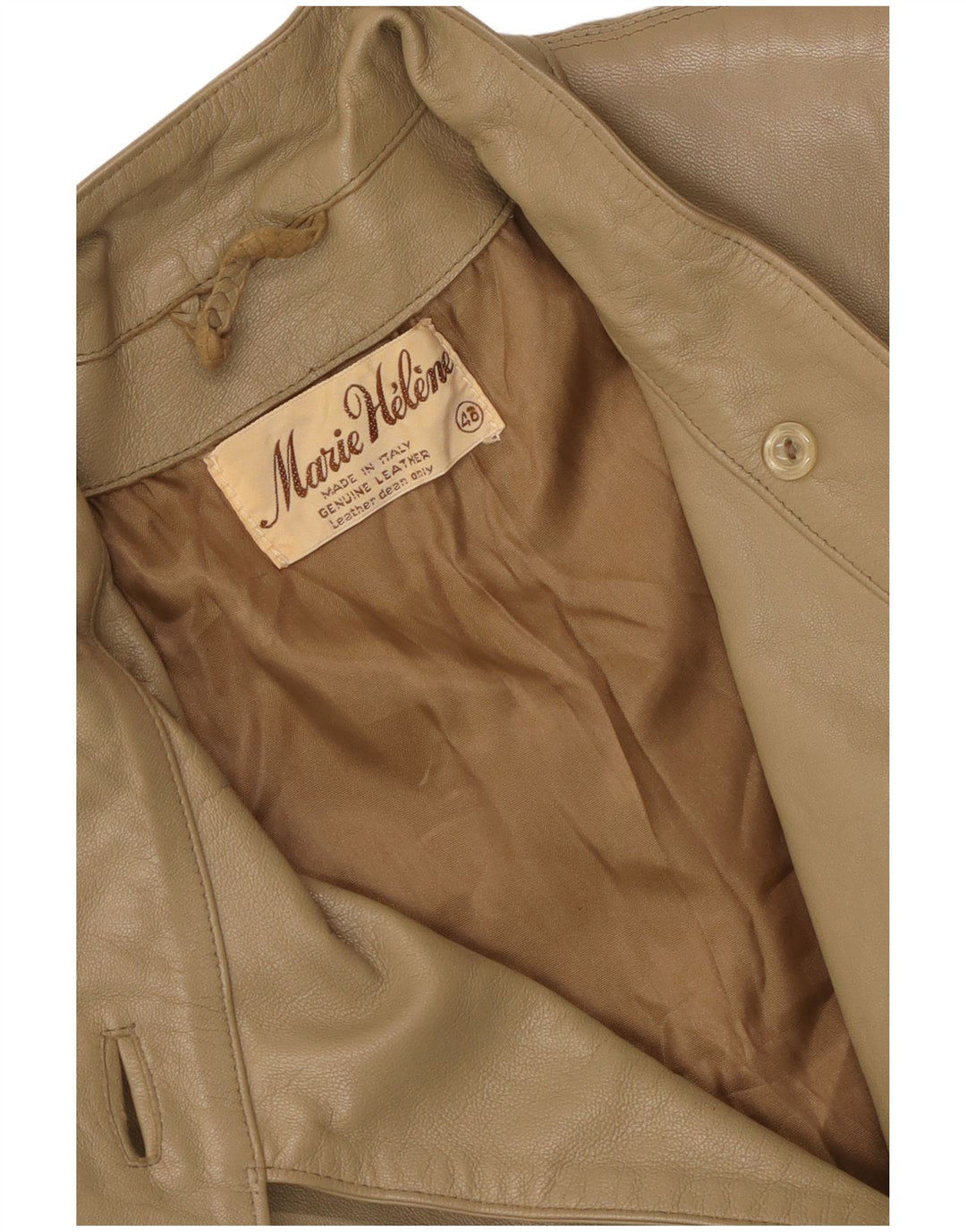 Jaqueta de couro feminina vintage IT 46 grande couro bege
