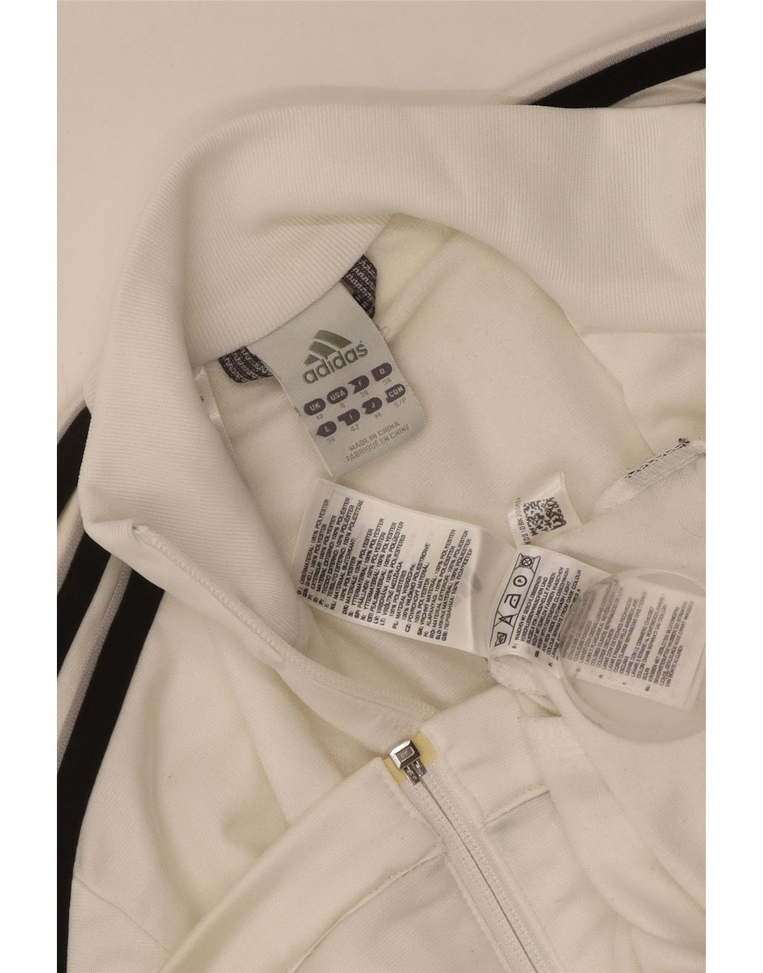 Adidas Womens Tracksuit Top Jacket UK 10 Pequeno Poliéster Branco