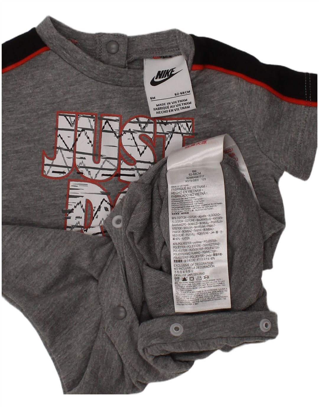 Macacão gráfico NIKE para meninos de 6 a 9 meses cinza colorblock algodão