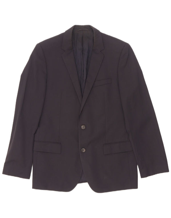 Jaqueta blazer masculina Hugo Boss com 2 botões Reino Unido 50 grande lã azul marinho