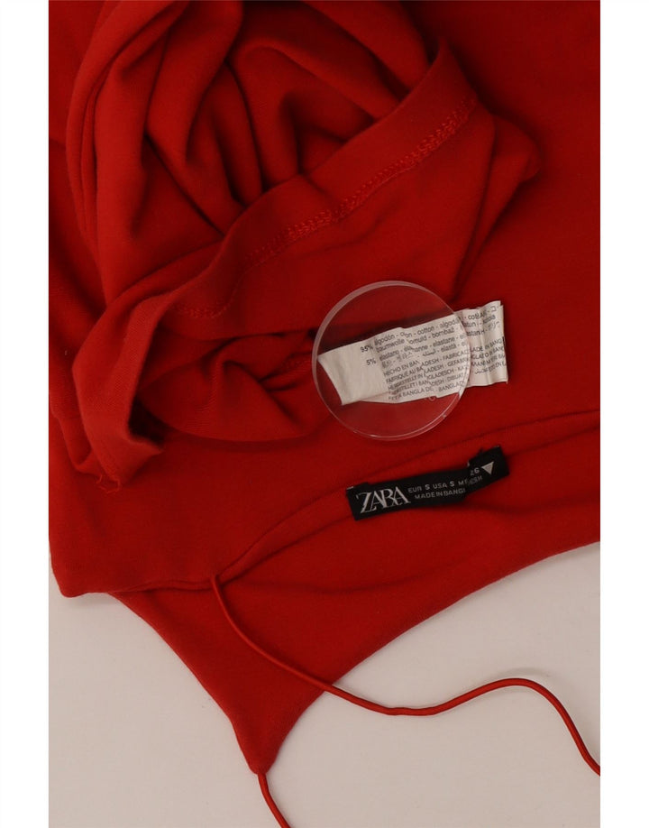 Vestido de verão feminino Zara UK 8 pequeno algodão vermelho