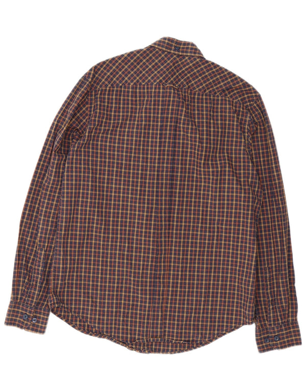Camisa masculina BEN SHERMAN de algodão xadrez marrom médio