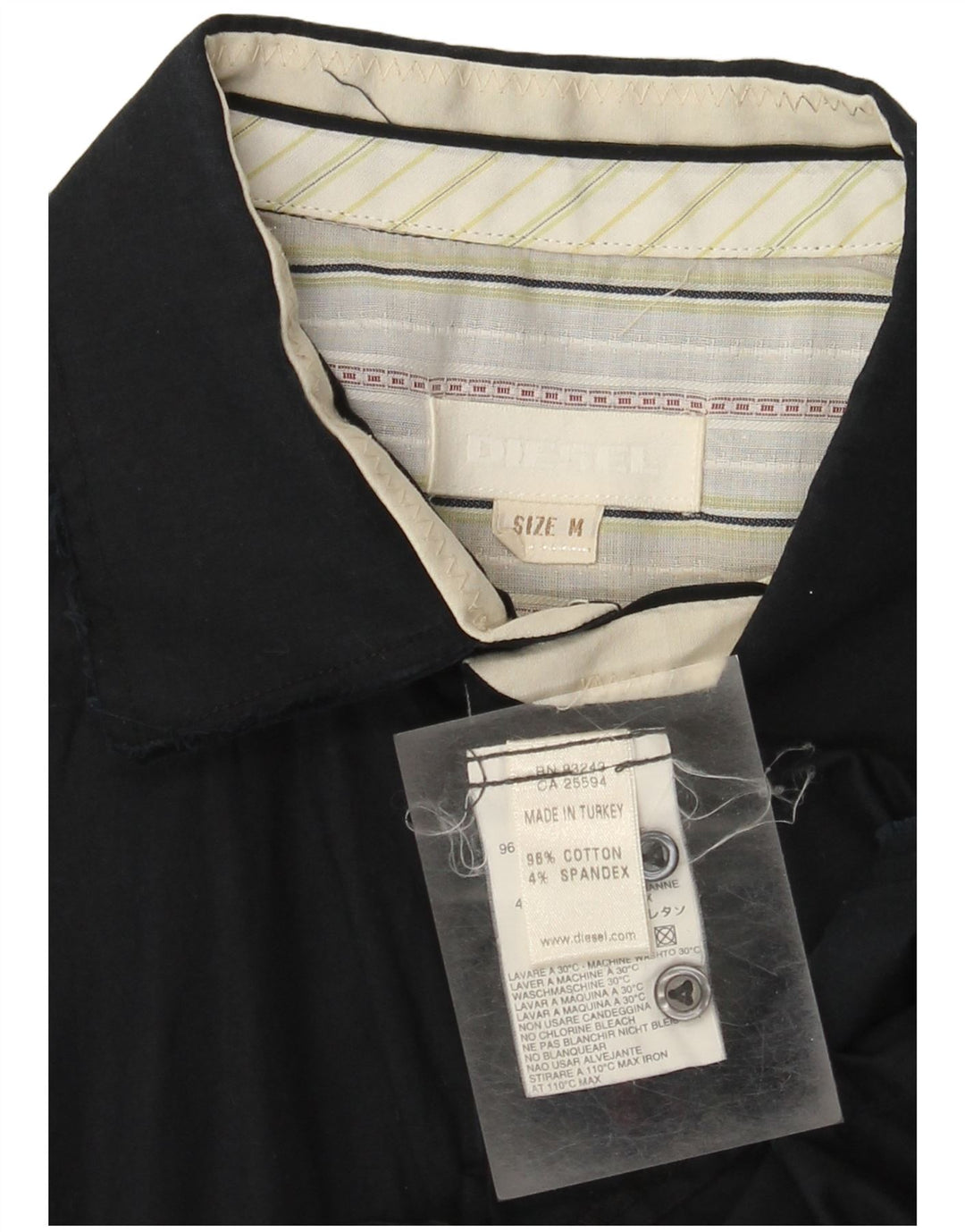 Camisa militar masculina Diesel de manga curta de algodão azul marinho médio