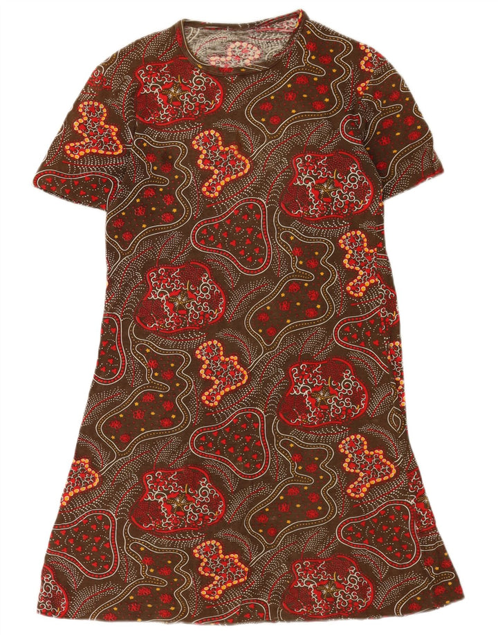 Vestido camiseta feminino vintage com padrão abstrato Reino Unido 12 médio multicolorido