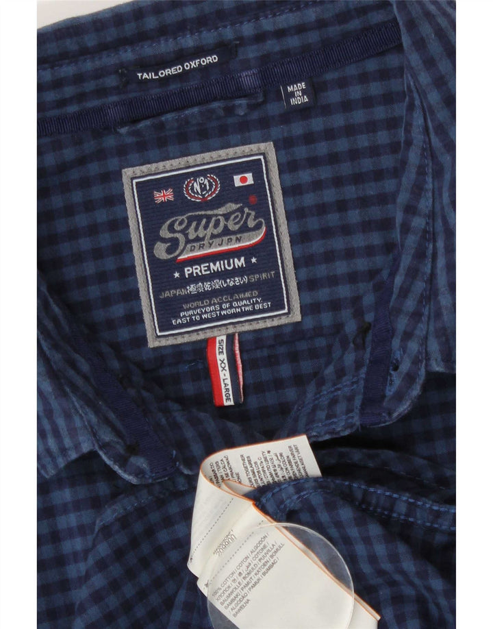 Camisa masculina Superdry 2XL algodão guingão azul marinho