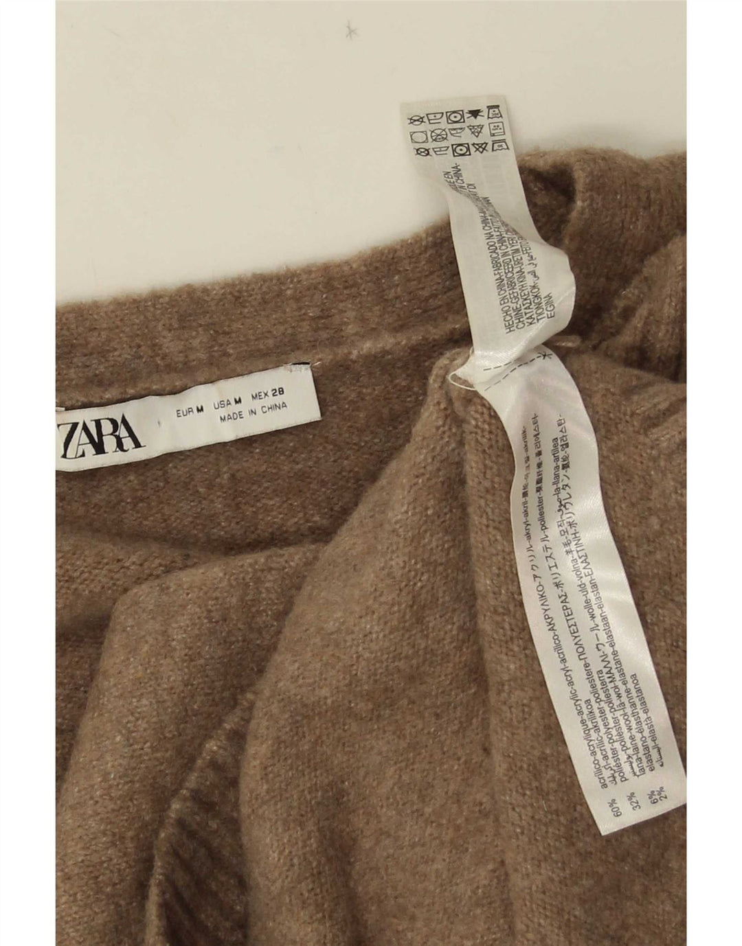 Zara Suéter Cardigan Oversized Feminino Reino Unido 14 Acrílico Marrom Médio