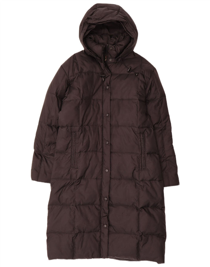 Casaco acolchoado com capuz feminino autêntico IT 48 XL nylon preto