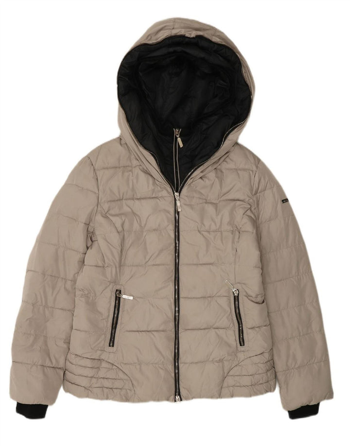 Jaqueta feminina acolchoada com capuz ELLESSE UK 18 XL poliéster cinza